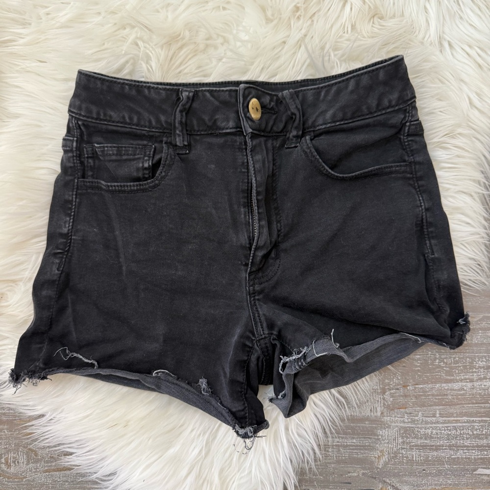 American Eagle Hi-Rise Shortie Super Super Stretch Black Shorts
